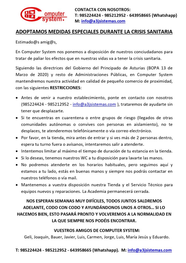 Computer System y el Coronavirus COVID 19